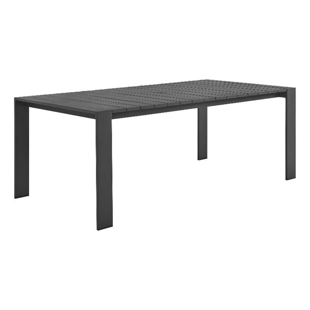 Tahoe Outdoor Patio Powder-Coated Aluminum Rectangular Dining Table in Gray