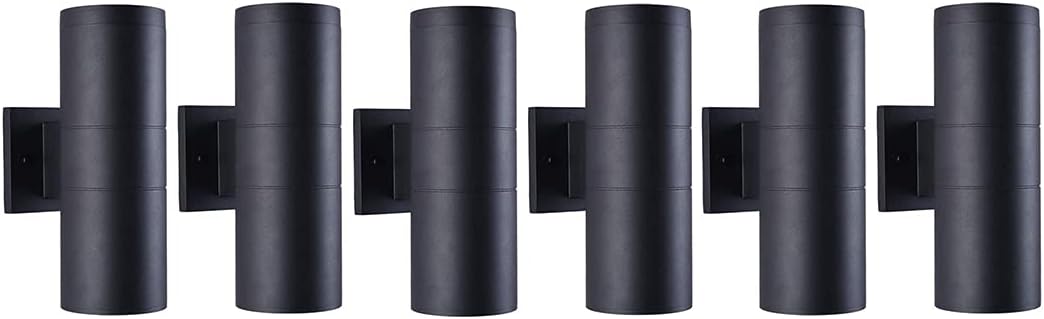 Modern Outdoor Porch Light Patio Light in 2 Lights with Matte Black Aluminum Cylinder