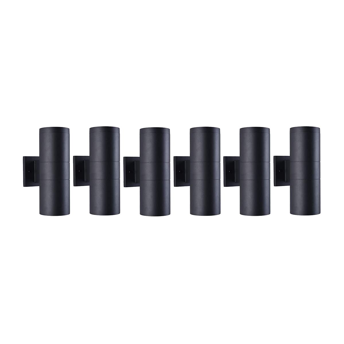 Modern Outdoor Porch Light Patio Light in 2 Lights with Matte Black Aluminum Cylinder