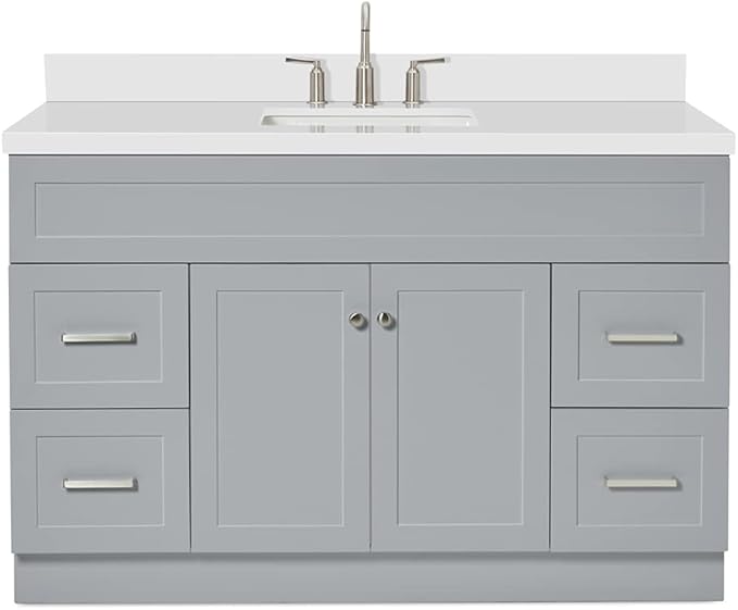 Hamlet 55" White Bathroom Vanity with Sink, 1.5" Edge Pure White