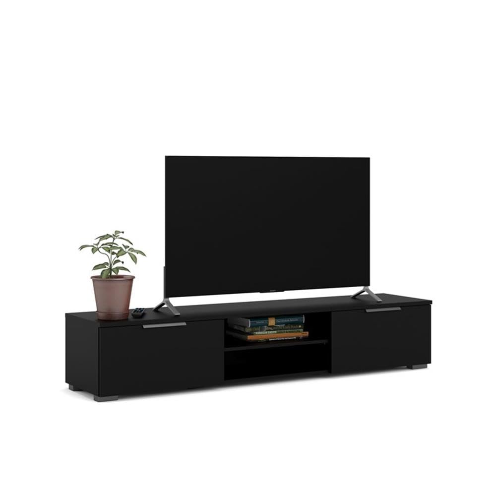 67" Modern TV Stand with Storage in Black Matte