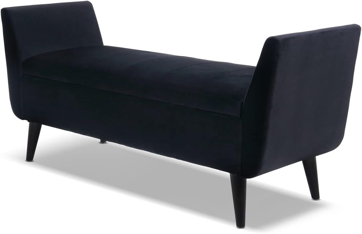 Duff 60" Mid-Century Modern Upholstered Entryway Storage Bench