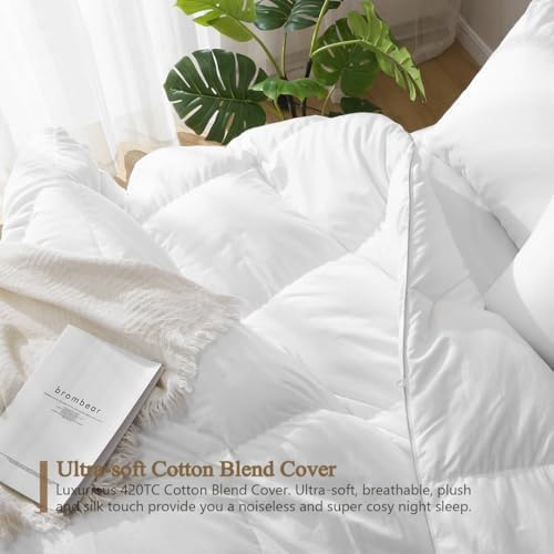 Down Feather Fibers Comforter, Ultra-Soft Cotton Blend Fabric, Medium Weight for All