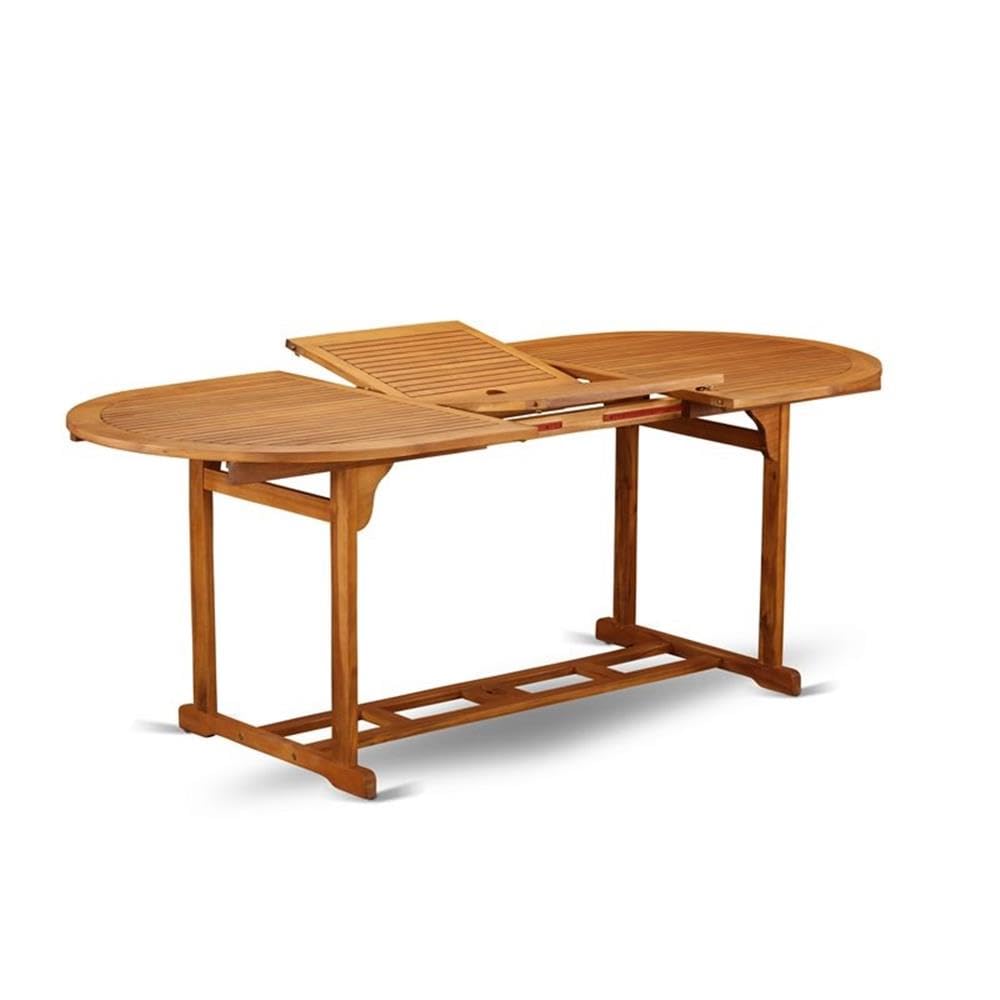 Oval Acacia Wood Patio Dining Table - 36x78 Inch Natural Oil Finish