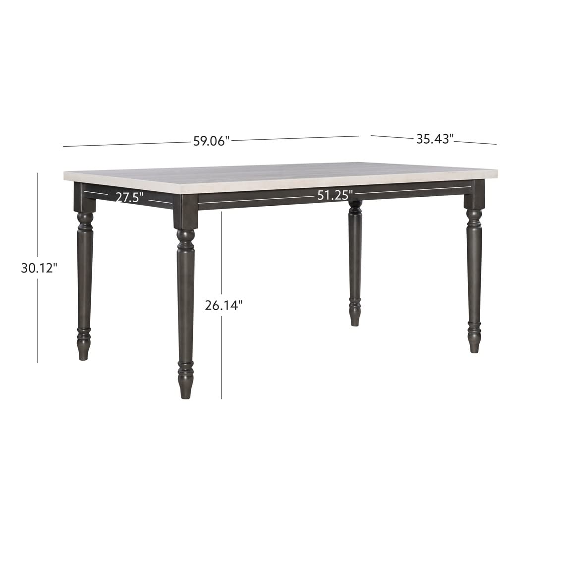 Piece Dining Set with Dark Grey Base and Smokey White Top Includes Dining Table Four