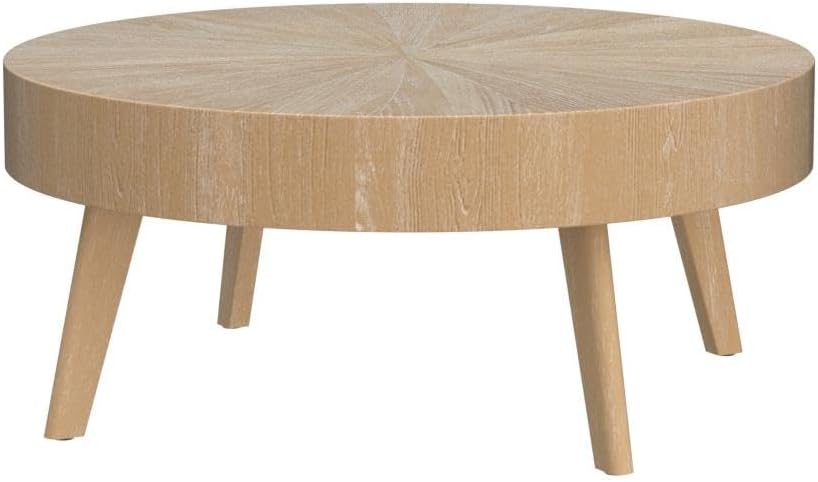 Round Wood Coffee Tables for Living Room, Farmhouse Circle Coffee Table