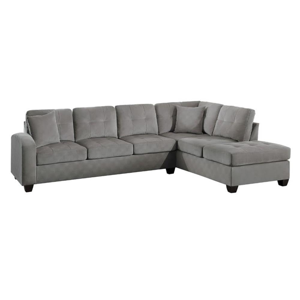 Emilio Velvet Upholstered Reversible Sectional in Taupe