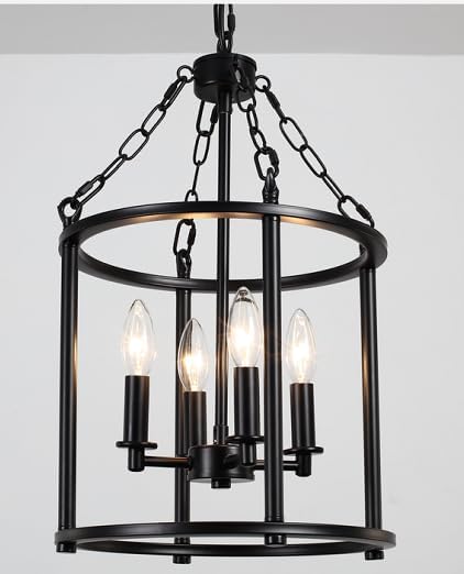 Rattan Chandelier for Dining Room,5 Lights Boho Drum Chandelier Light Fixture