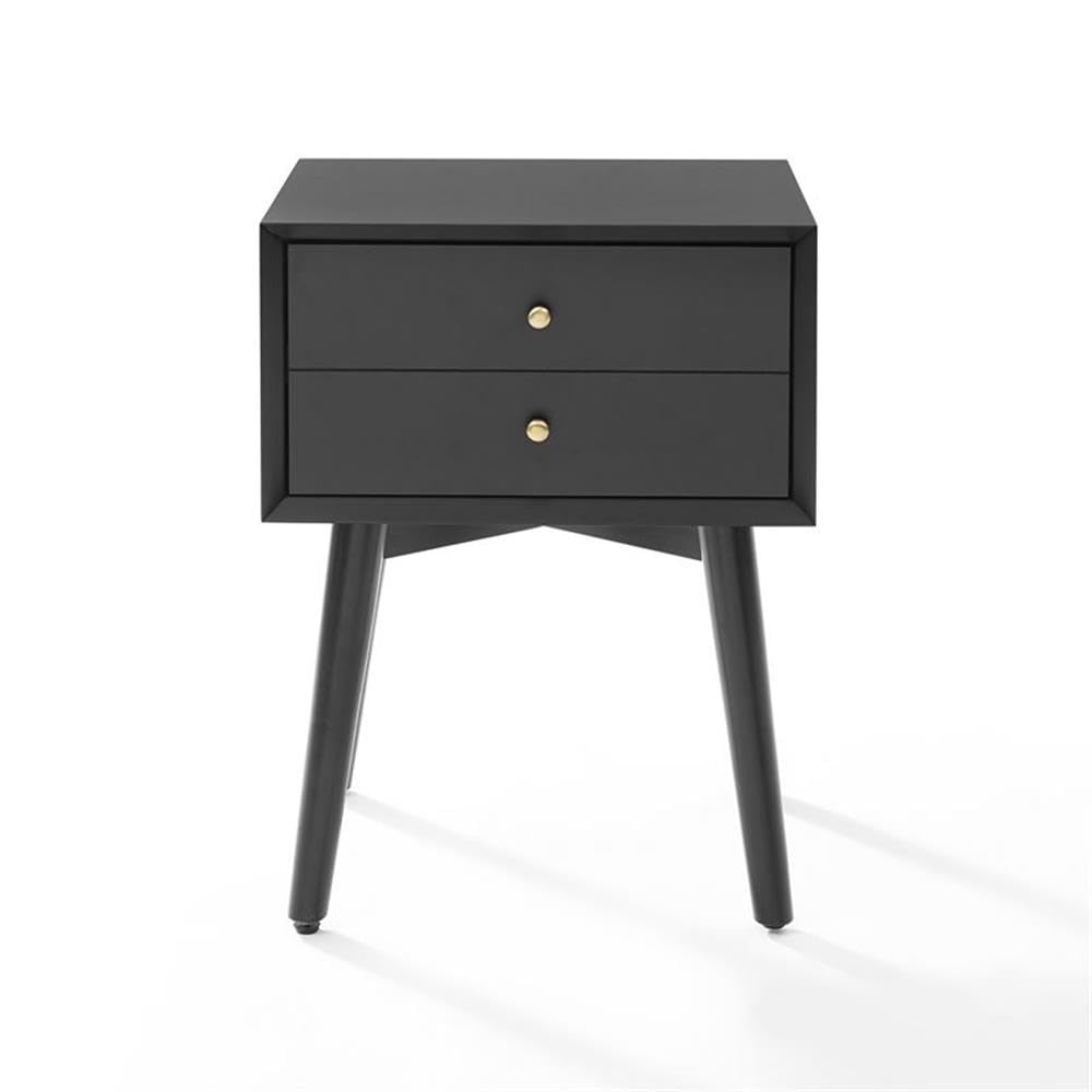 Contemporary MDF Wood Night Stand in Matte Black