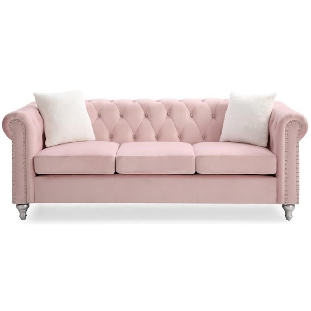 Raisa Velvet Sofa in Pink