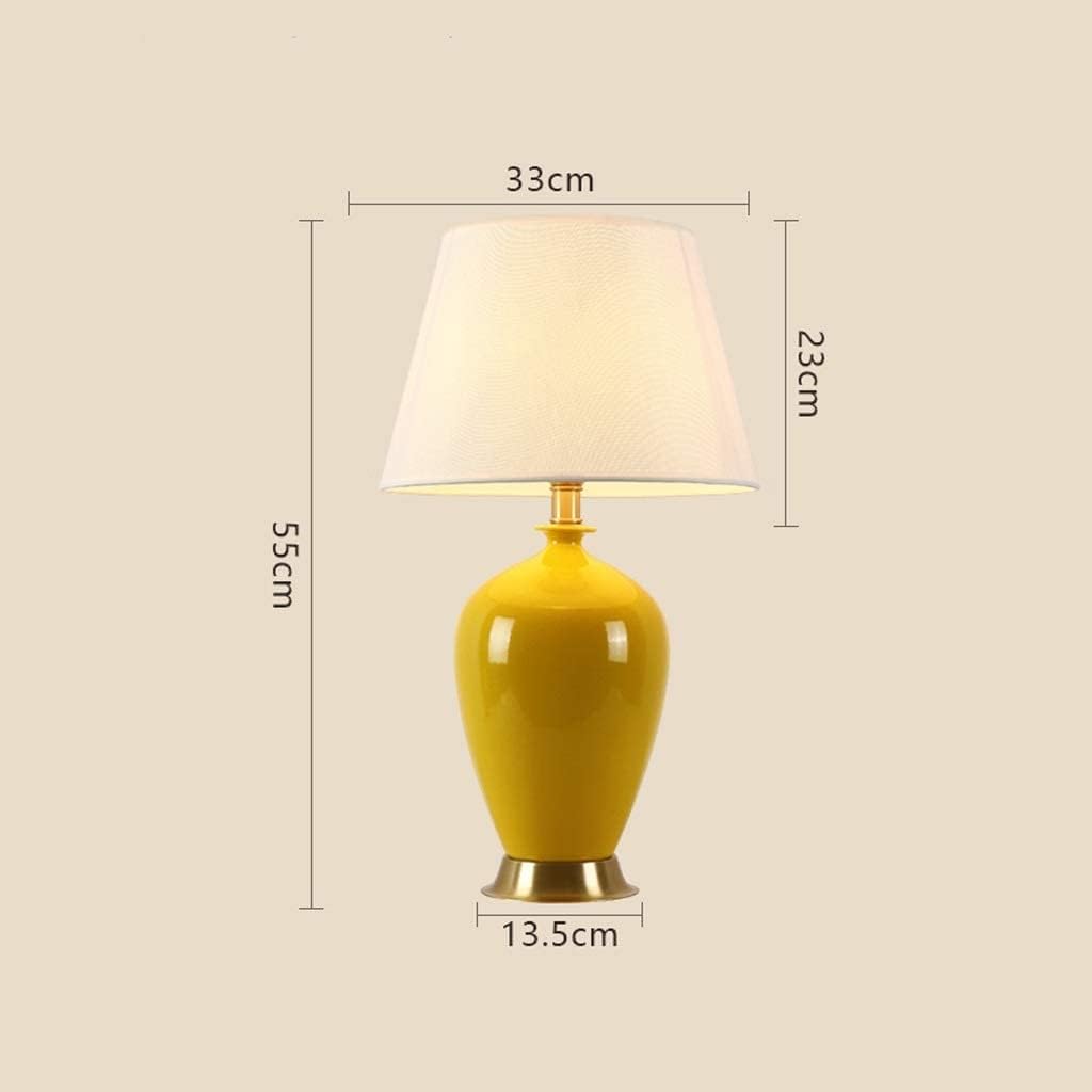 POCHY Table Lamp Table Lamp Luxurious Ceramic Bedside Lamp Fabric Lampshade Desk Lamp Button Switch Desk Light Copper Base Nightstand Lamp Simple Elegant