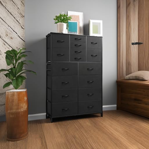 Tall Dresser for Bedroom, Fabric Dresser Storage Tower with 16 Drawers