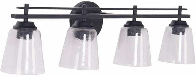 19633BNK4 Drake Minimalist Rail Silhouette & Clear Seeded Glass Globes Vanity Bath Wall