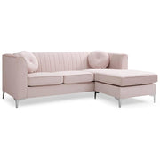 Delray Velvet Sofa Chaise in Pink