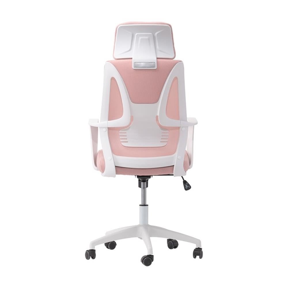 Row Modern Fabric Mesh Back Pink and White Office Chair