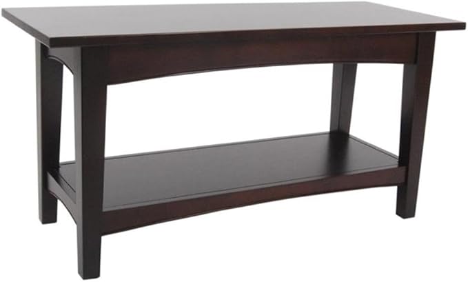 Furniture Shaker Cottage Bench with Shelf, 36" W, Charcoal Gray