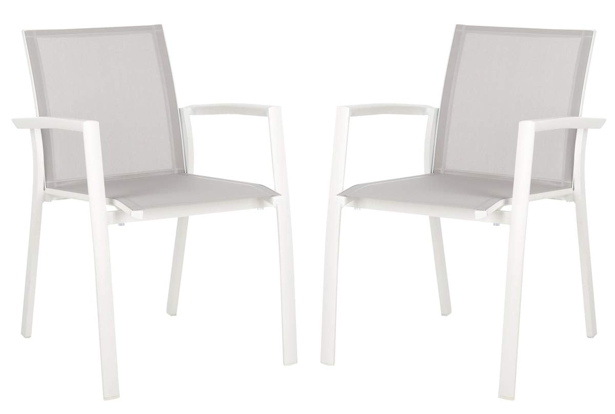 Outdoor Collection Negan Grey and White Stackable Chair (Set of 2)