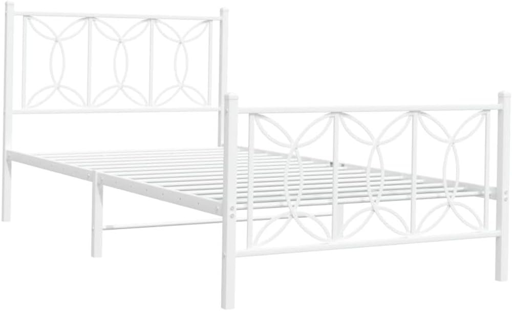 allesoky Bed Frame Without Mattress with Footboard White 39.4x78.7-White(100 x 200 cm)
