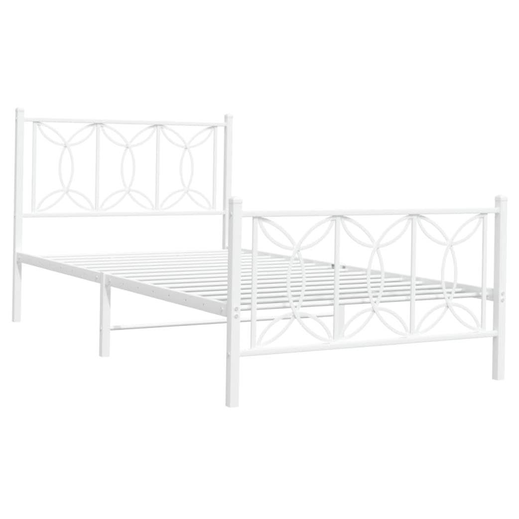 allesoky Bed Frame Without Mattress with Footboard White 39.4x78.7-White(100 x 200 cm)