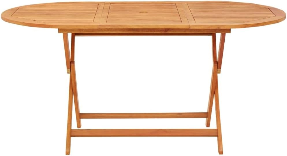 Folding Patio Table 63" Solid Eucalyptus Wood Outdoor Dining Table