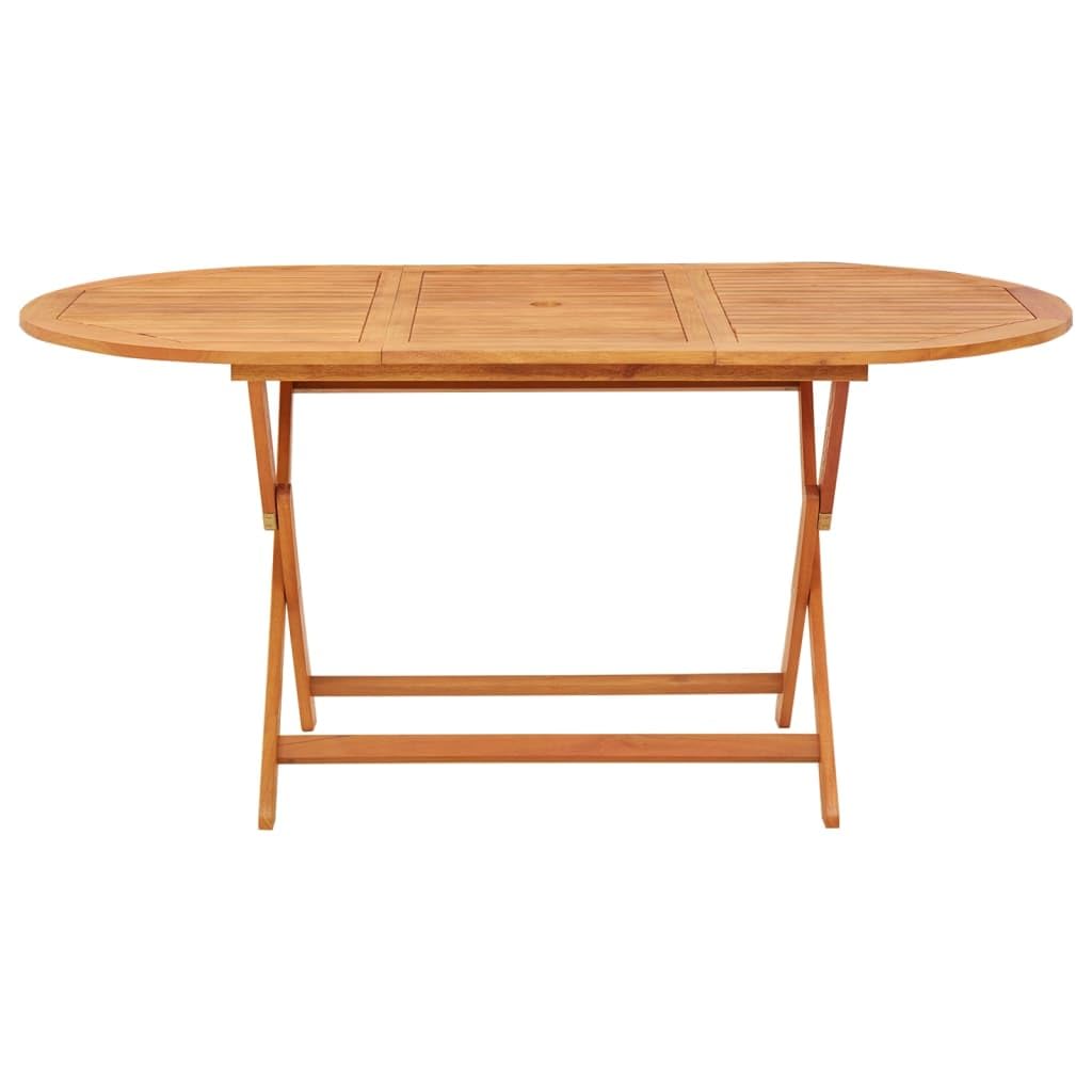 Folding Patio Table 63" Solid Eucalyptus Wood Outdoor Dining Table
