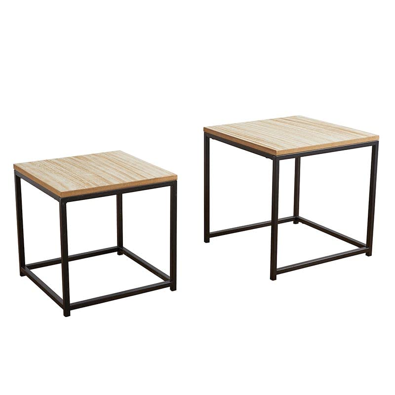 Contemporary Rectangular Wood Top Nesting Accent End Or Side Tables for Living Room