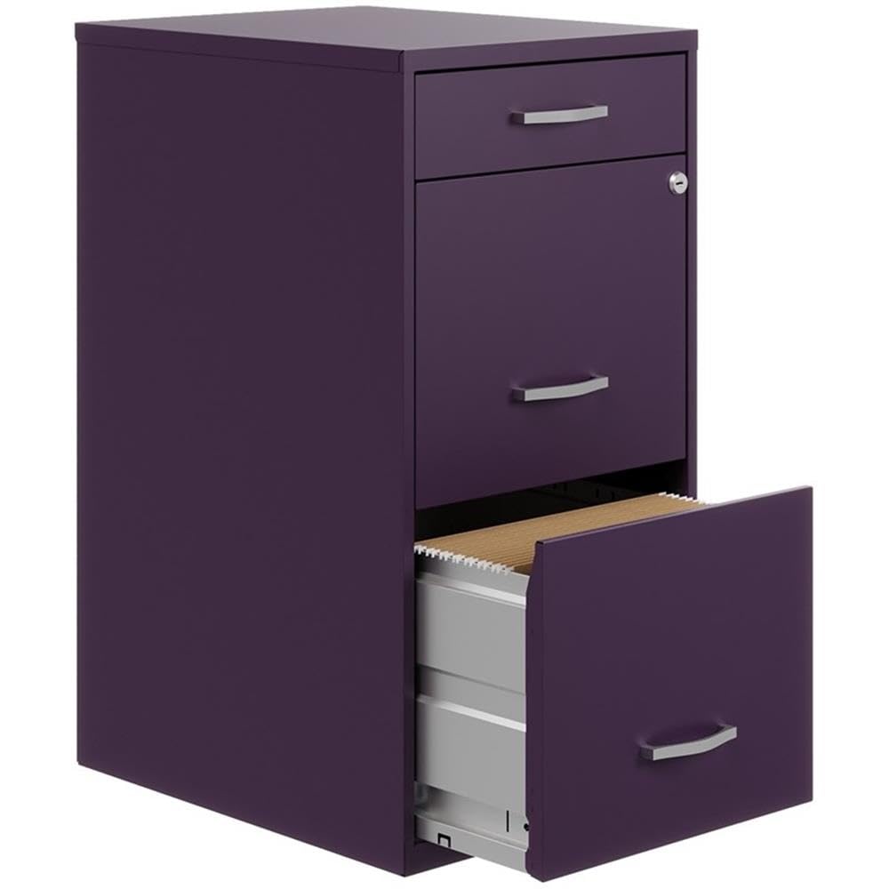 Solutions 18" Deep Modern Metal Organizer File Cabinet with Cam Lock, 3-Drawer
