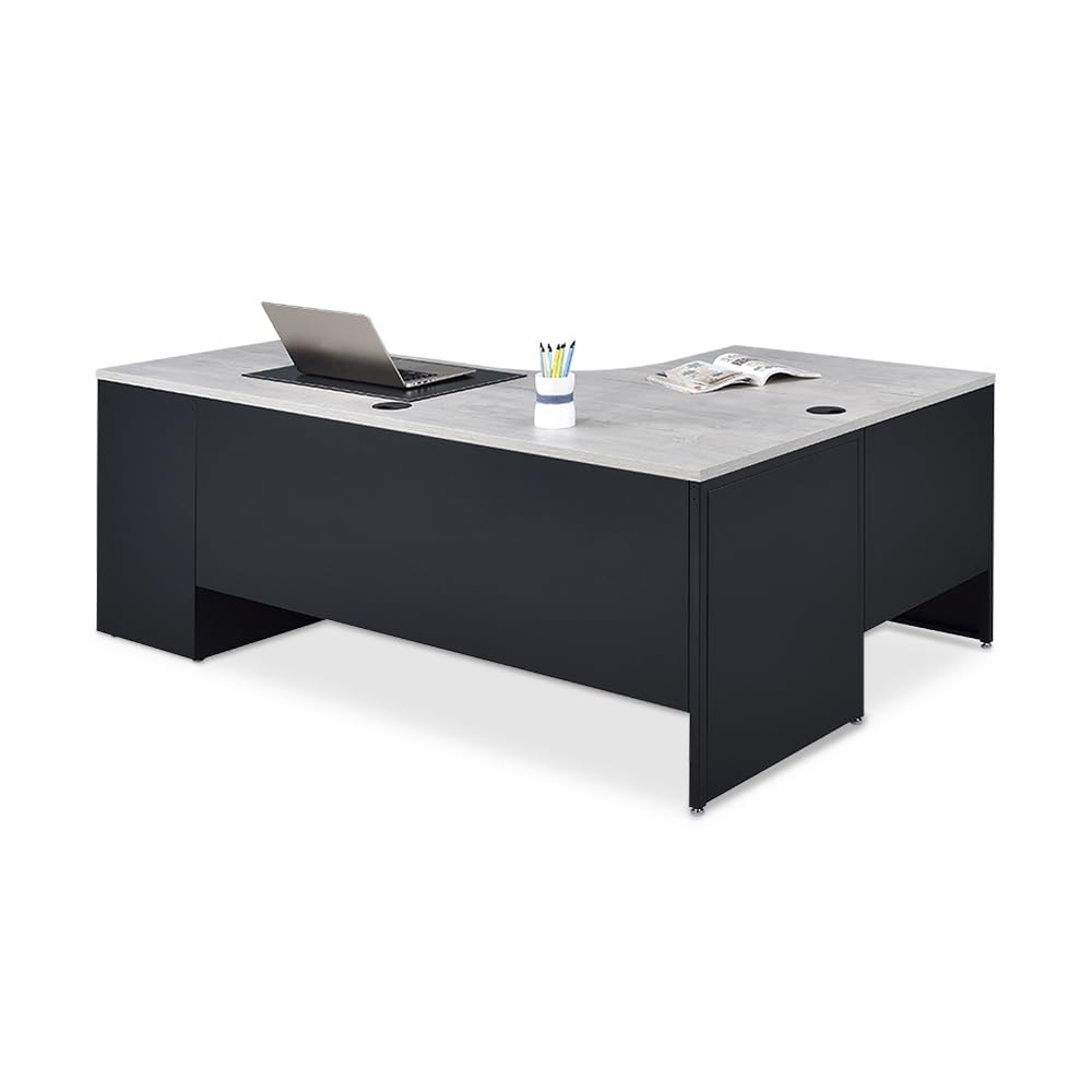 Carbon L Shaped Executive Office Desk - Durable Laminate Computer Desk