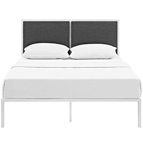 Della Fabric Bed, King, White Gray