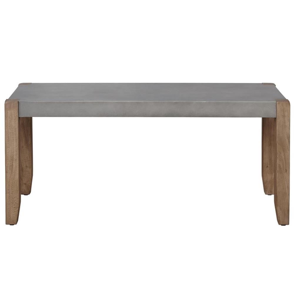 Newport 40" L Faux Concrete and Wood Bench