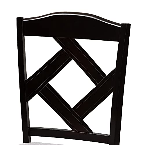 Modern Transitional Grey Fabric Upholstered and Dark Brown Finished Wood 7-Piece