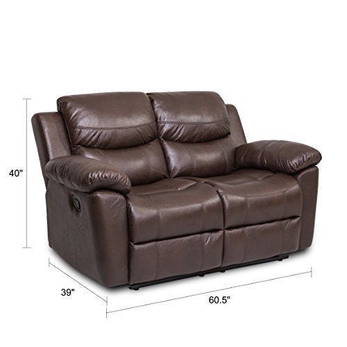 Pieces Bonded Leather Recliner Furniture Sofa Set, Reclining Chair and Reclining Loveseat