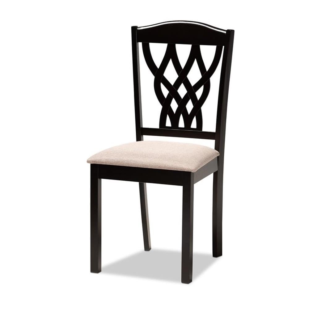 Salem Modern and Contemporary Sand Fabric Upholstered and Dark Brown Finished Wood
