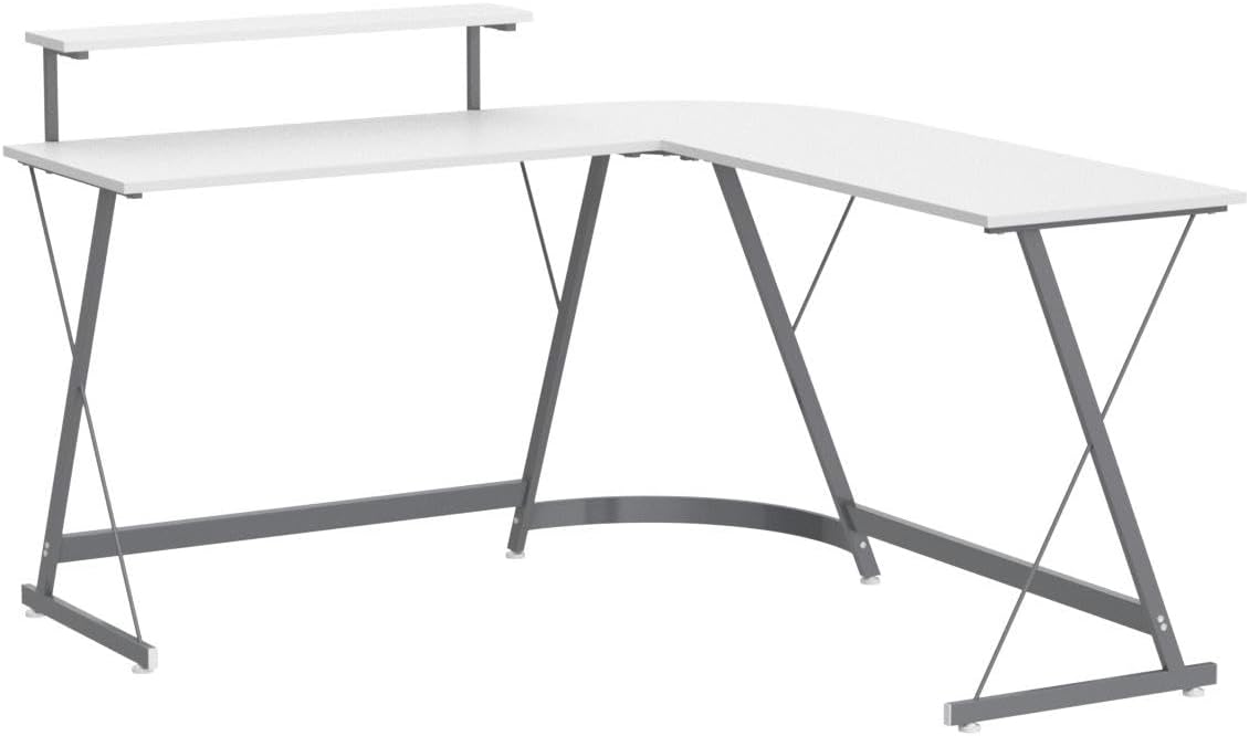 Vista L-Shape Desk with Monitor Stand, Cherry