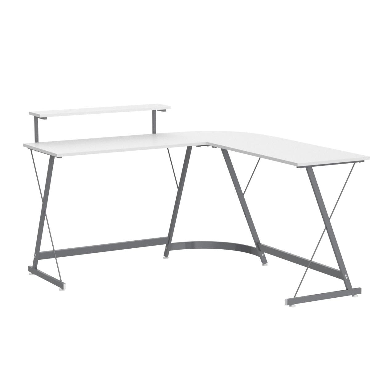 Vista L-Shape Desk with Monitor Stand, Cherry