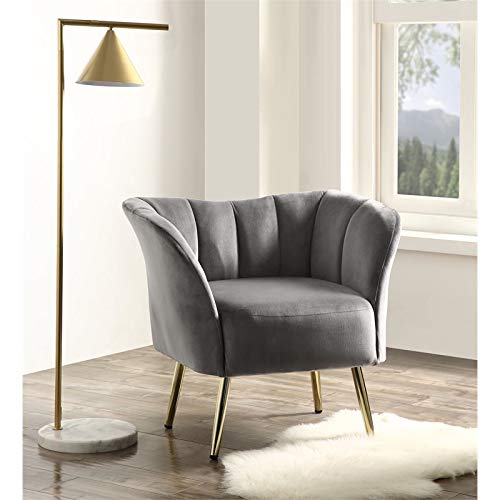 Tufted Upholstery Accent Chair in Gray and Gold