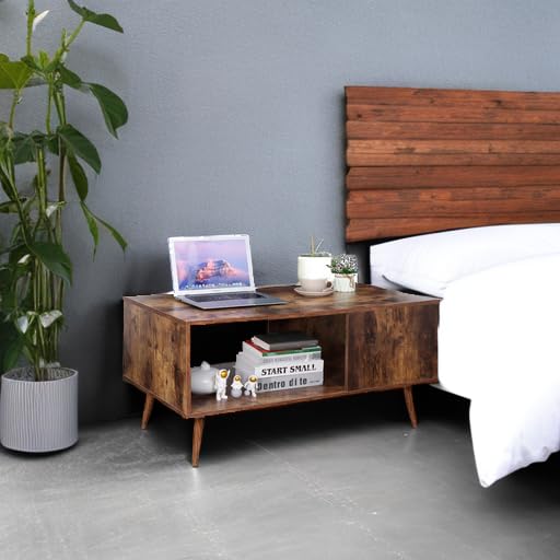 2 Tier Wooden Coffee Table with Storage for Living Room,