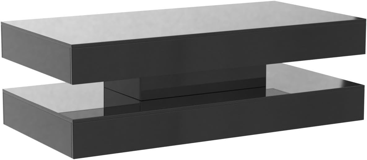 47.3IN High Glossy LED Coffee Table,Modern Coffee Table for Living Room
