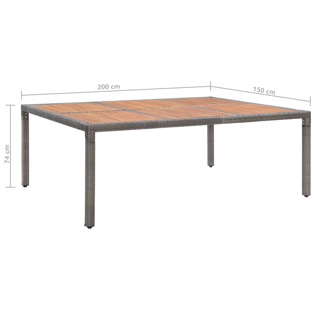 Outdoor Garden Dining Table - Grey & Natural Wood Finish
