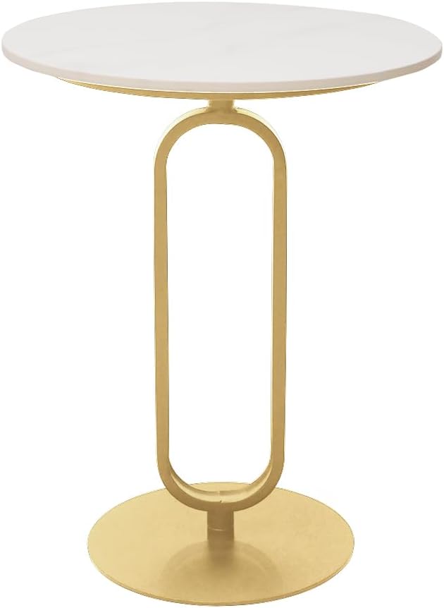 Side Table with Marble Top Metal Pub Bar Round Table Modern Sofa Side End Table Coffee