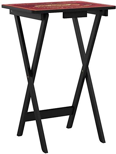 Tuscan Label Vintage TV Tray Table Set – Set of 4 with Stand