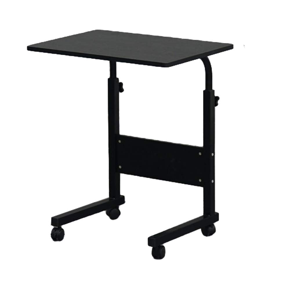 Black Adjustable Rolling Laptop Table with Side Storage