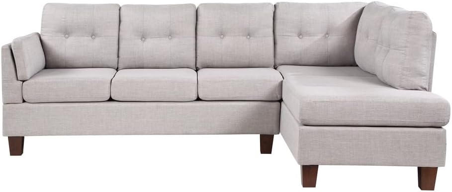 Linen Modern Sectional Sofa with Right Facing Chaise