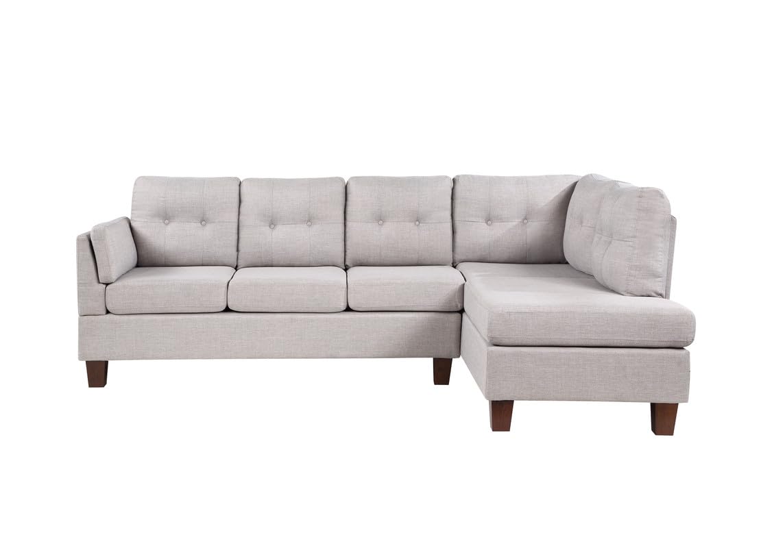 Linen Modern Sectional Sofa with Right Facing Chaise