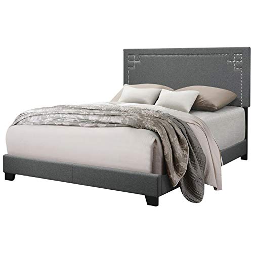 Eastern King Bed in Gray Fabric