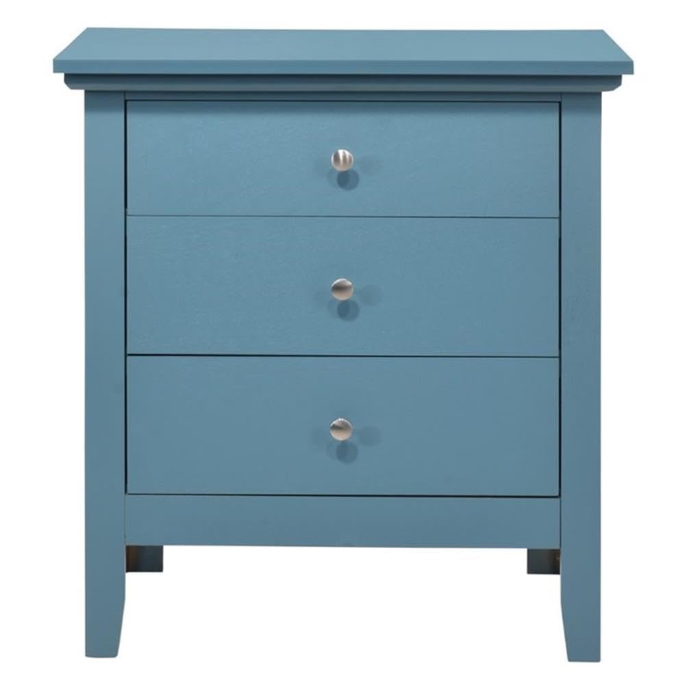 Hammond 3 Drawer Nightstand in Teal Blue