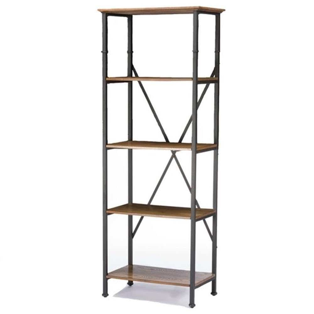 Lancashire Wood and Metal Bookcase, Brown