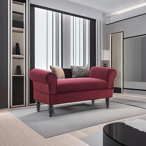 Lillian Bench, Berry Red/Dark Mahogany