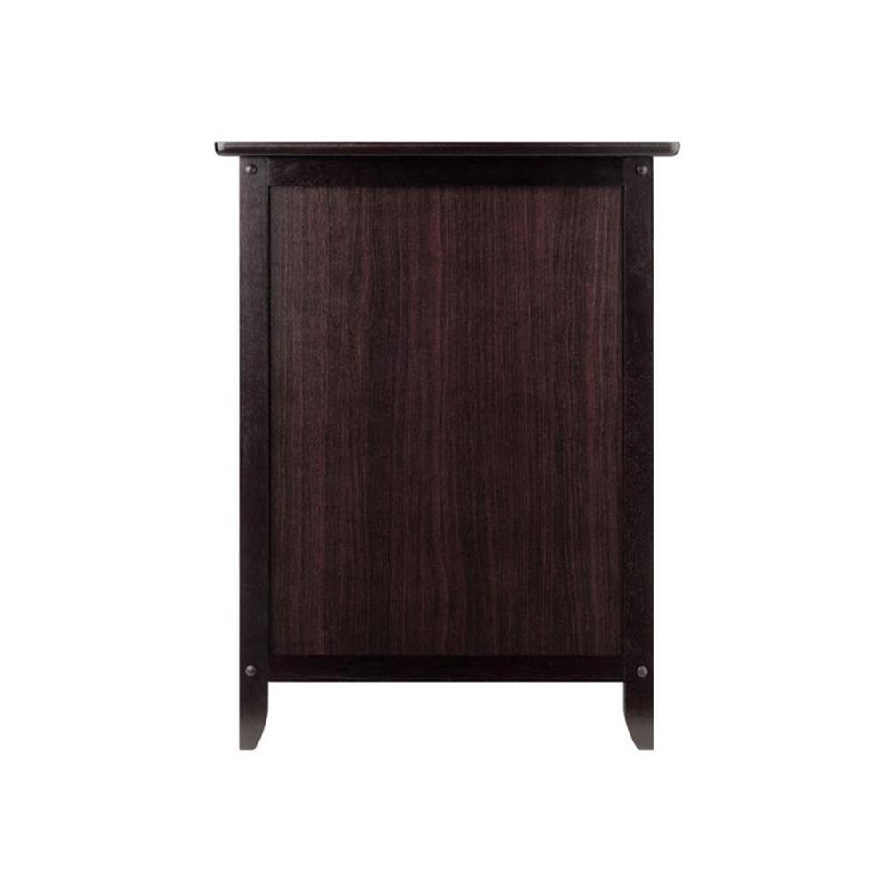 Modern 1 Drawer Wooden End Table Nightstand with Cabinet in Espresso