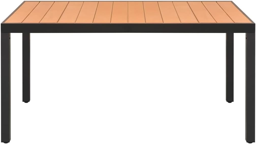 Outdoor Patio Dining Table - 59" Brown Aluminum & WPC Weather-Resistant